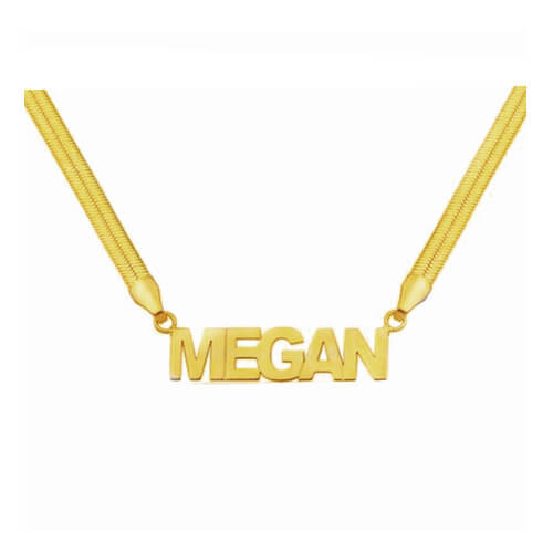 18k gold plated stainless steel personalized block letter initial name pendant jewelry wholesale thick Herringbone chain custsom nameplate necklaces bulk